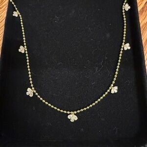 Diamond Clover Station Necklace – 14K Yellow Gold – Approx. 0.20 TCW